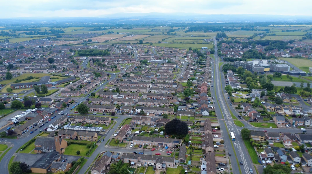 View along Wigton Road looking out toward the Cumbrian fells